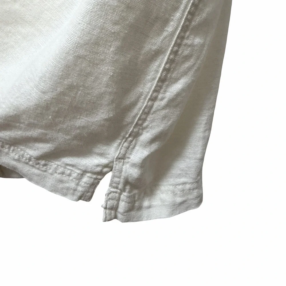 Scotch & Soda Mens Linen Blend Short Sleeve Button Up Shirt Size L White Coastal